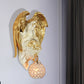 Single Light Wall Sconce Classic Style Water Drop/Dome Hand-Cut Crystal Wall Lighting Idea with Angel and Blossom Design in Gold/Dark Gold Clearhalo 'Wall Lamps & Sconces' 'Wall Lights' Lighting' 1688033