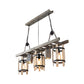Grey/Brown 5 Lights Drop Pendant Farmhouse Wood Cylinder Frame Island Lighting with Ladder Design Clearhalo 'Ceiling Lights' 'Island Lights' Lighting' 1688047