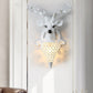 Rural Deer Wall Lighting 1-Head Resin Wall Mounted Lamp with Clear Hand-Cut Crystal Shade in Gold/Grey/White Clearhalo 'Wall Lamps & Sconces' 'Wall Lights' Lighting' 1688123