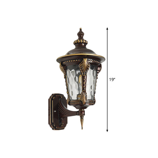 7"/8" W Single Head Urn Wall Mount Light Vintage Style Copper Dimpled Glass Wall Lighting Clearhalo 'Art deco wall lights' 'Cast Iron' 'Glass' 'Industrial wall lights' 'Industrial' 'Middle century wall lights' 'Modern' 'Rustic wall lights' 'Tiffany' 'Traditional wall lights' 'Wall Lamps & Sconces' 'Wall Lights' Lighting' 1688266
