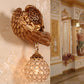 Sleeping Angel Hallway Wall Light Countryside Resin 1-Head Dark Gold Wall Mounted Lamp with Globe Faceted Crystal Shade, Left/Right Dark Gold Right Clearhalo 'Wall Lamps & Sconces' 'Wall Lights' Lighting' 1688376
