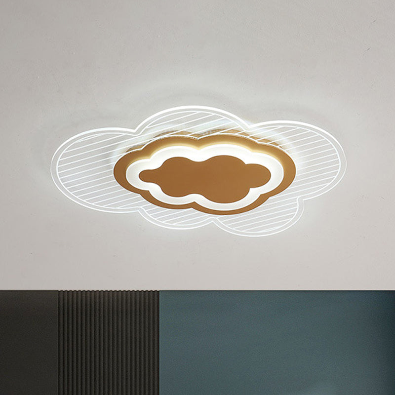 Cloud Bedroom Flush Mount Lamp Acrylic LED Modern Ceiling Light Fixture in Gold, Warm/White Light - Clearhalo - 'Ceiling Lights' - 'Close To Ceiling Lights' - 'Close to ceiling' - 'Flush mount' - Lighting' - 1688464