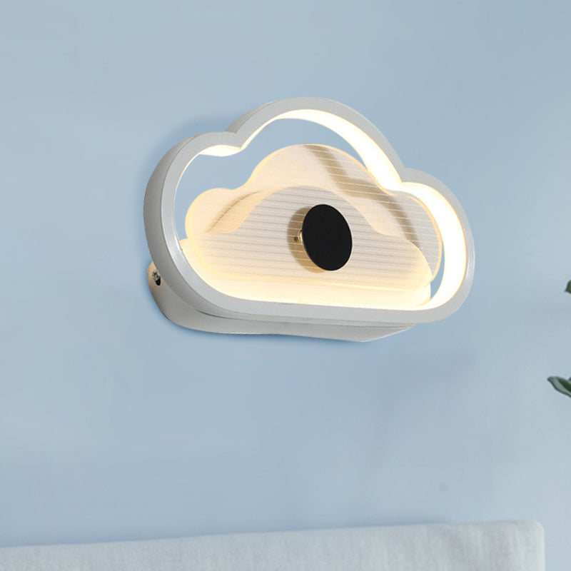 Heart/Cloud Wall Lighting Nordic Acrylic Black/White LED Wall Mounted Light Fixture for Bedroom White Cloud Clearhalo 'Wall Lamps & Sconces' 'Wall Lights' Lighting' 1688480