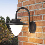 Conic Lodge Wall Mounted Lamp Antique White Glass 1 Bulb Black/Dark Coffee Wall Light with Round Shade Black Clearhalo 'Art deco wall lights' 'Cast Iron' 'Glass' 'Industrial wall lights' 'Industrial' 'Middle century wall lights' 'Modern' 'Rustic wall lights' 'Tiffany' 'Traditional wall lights' 'Wall Lamps & Sconces' 'Wall Lights' Lighting' 1688546