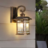 Water Glass Lantern Wall Mount Light Rustic Style 8.5"/10.5" Width 1 Bulb Doorway Wall Lamp in Black/Brass Clearhalo 'Art deco wall lights' 'Cast Iron' 'Glass' 'Industrial wall lights' 'Industrial' 'Middle century wall lights' 'Modern' 'Rustic wall lights' 'Tiffany' 'Traditional wall lights' 'Wall Lamps & Sconces' 'Wall Lights' Lighting' 1688562