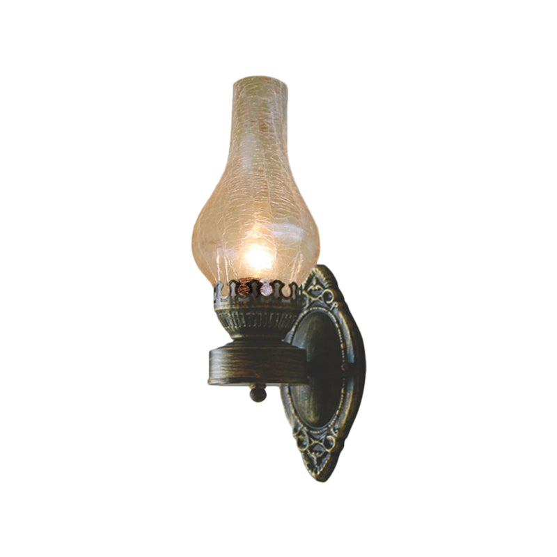 1 Head Vase Wall Mounted Lamp Nautical Black Textured White/Clear/Yellow Crackle Glass Wall Lighting Ideas Clearhalo 'Art deco wall lights' 'Cast Iron' 'Glass' 'Industrial wall lights' 'Industrial' 'Middle century wall lights' 'Modern' 'Rustic wall lights' 'Tiffany' 'Traditional wall lights' 'Wall Lamps & Sconces' 'Wall Lights' Lighting' 1688693