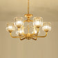 6/8-Bulb Living Room Chandelier Simple Black/Gold Suspension Lighting with Cylindrical Crystal Prisms Shade Clearhalo 'Ceiling Lights' 'Chandeliers' 'Modern Chandeliers' 'Modern' Lighting' 1688704