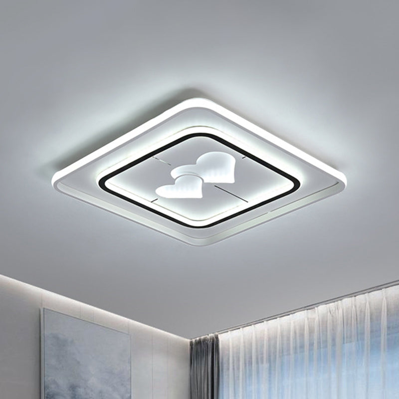 White Round/Square/Rectangle Flush Mount Lamp Modernist LED Acrylic Flush Ceiling Light in Warm/White Light Clearhalo 'Ceiling Lights' 'Close To Ceiling Lights' 'Close to ceiling' 'Flush mount' Lighting' 1688750