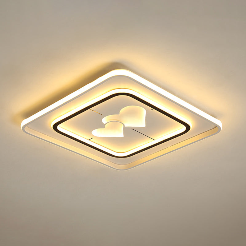 White Round/Square/Rectangle Flush Mount Lamp Modernist LED Acrylic Flush Ceiling Light in Warm/White Light Clearhalo 'Ceiling Lights' 'Close To Ceiling Lights' 'Close to ceiling' 'Flush mount' Lighting' 1688751