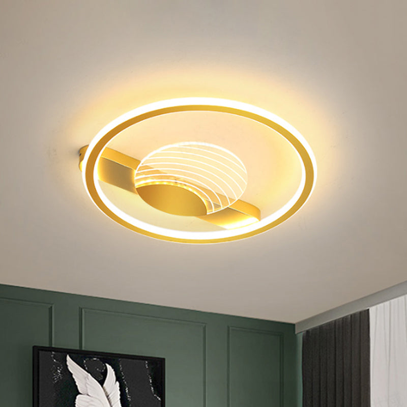 Acrylic Circular Flush Mount Light Nordic Black/Gold LED Close to Ceiling Lamp for Bedroom Clearhalo 'Ceiling Lights' 'Close To Ceiling Lights' 'Close to ceiling' 'Flush mount' Lighting' 1688755