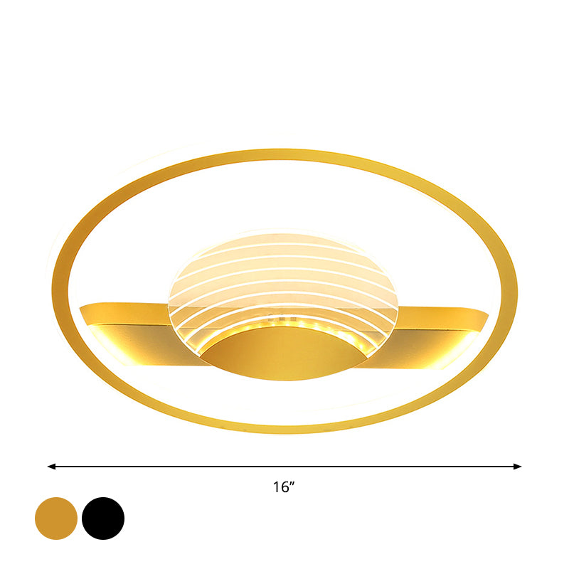 Acrylic Circular Flush Mount Light Nordic Black/Gold LED Close to Ceiling Lamp for Bedroom Clearhalo 'Ceiling Lights' 'Close To Ceiling Lights' 'Close to ceiling' 'Flush mount' Lighting' 1688757