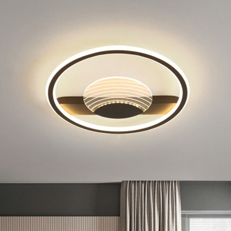 Acrylic Circular Flush Mount Light Nordic Black/Gold LED Close to Ceiling Lamp for Bedroom Clearhalo 'Ceiling Lights' 'Close To Ceiling Lights' 'Close to ceiling' 'Flush mount' Lighting' 1688759