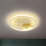 Gold Deer Flush Ceiling Light Contemporary LED Acrylic Flush Mount Lamp for Bedroom