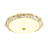 LED Round Ceiling Flush Traditional White and Gold Milky Glass Printed Flush Mount Lighting - Clearhalo - 'Ceiling Lights' - 'Close To Ceiling Lights' - 'Close to ceiling' - 'Flush mount' - Lighting' - 1688780