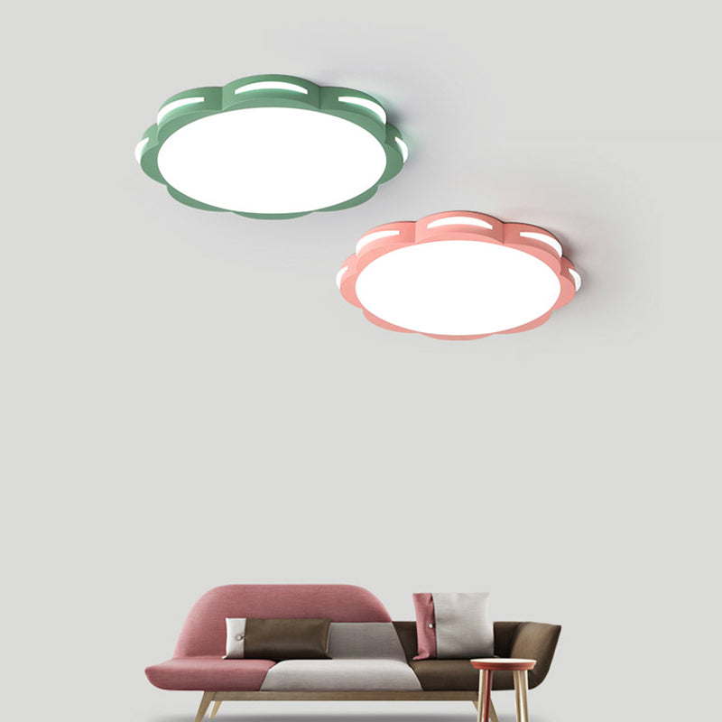 Bedroom Ceiling Lighting LED, Macaron Flush Mount Light with Acrylic Floral Shade for Girls Clearhalo 'Ceiling Lights' 'Close To Ceiling Lights' 'Close to ceiling' 'Flush mount' Lighting' 168880
