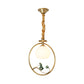 Single Head Globe Pendulum Light Traditional Gold White Glass Suspension Lamp with Ring and Lotus Decor Clearhalo 'Ceiling Lights' 'Pendant Lights' 'Pendants' Lighting' 1688862