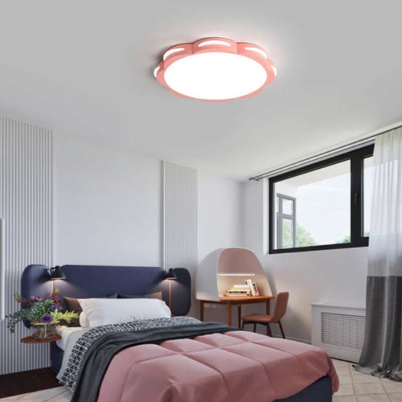 Bedroom Ceiling Lighting LED, Macaron Flush Mount Light with Acrylic Floral Shade for Girls Pink Clearhalo 'Ceiling Lights' 'Close To Ceiling Lights' 'Close to ceiling' 'Flush mount' Lighting' 168887