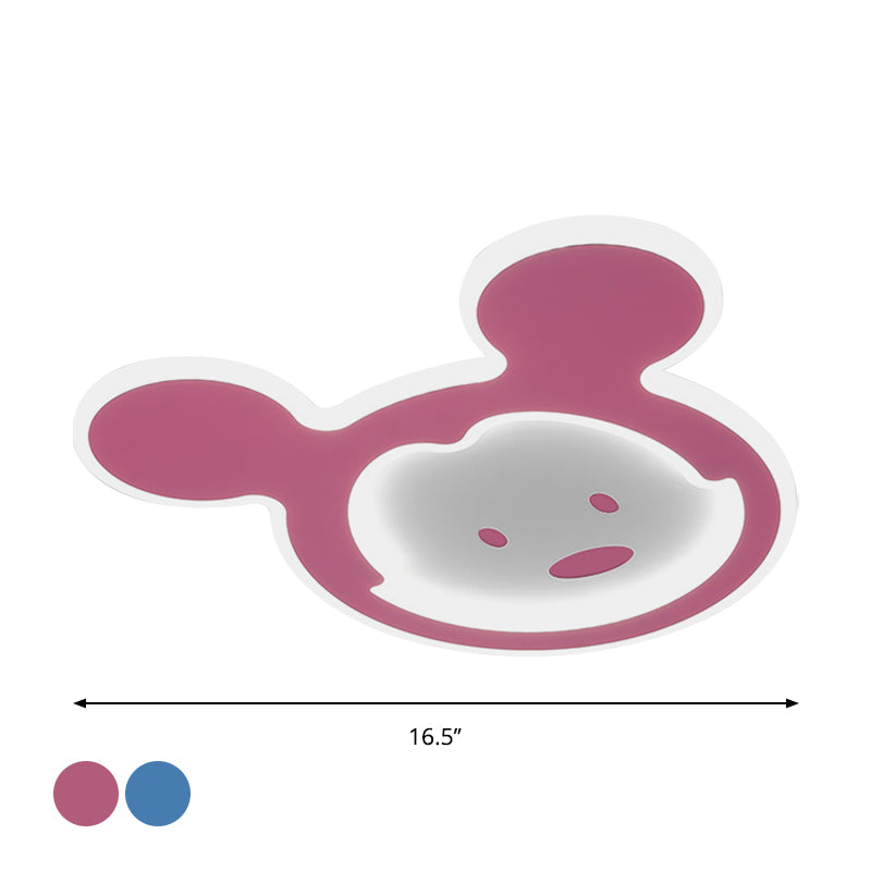 Pink/Blue Mouse Ceiling Flush Mount Kids LED Acrylic Flush Ceiling Light for Kids Bedroom in Warm/White Light - Clearhalo - 'Ceiling Lights' - 'Close To Ceiling Lights' - 'Close to ceiling' - 'Flush mount' - Lighting' - 1688896