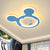 Pink/Blue Mouse Ceiling Flush Mount Kids LED Acrylic Flush Ceiling Light for Kids Bedroom in Warm/White Light - Blue - Clearhalo - 'Ceiling Lights' - 'Close To Ceiling Lights' - 'Close to ceiling' - 'Flush mount' - Lighting' - 1688897