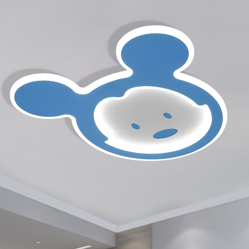 Pink/Blue Mouse Ceiling Flush Mount Kids LED Acrylic Flush Ceiling Light for Kids Bedroom in Warm/White Light - Clearhalo - 'Ceiling Lights' - 'Close To Ceiling Lights' - 'Close to ceiling' - 'Flush mount' - Lighting' - 1688898