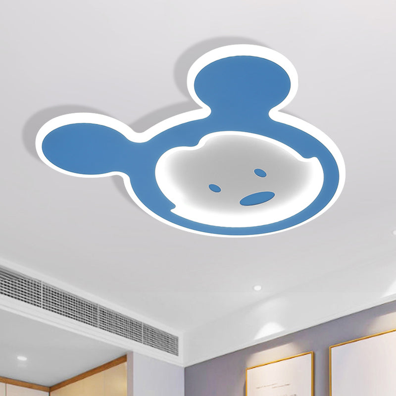 Pink/Blue Mouse Ceiling Flush Mount Kids LED Acrylic Flush Ceiling Light for Kids Bedroom in Warm/White Light - Clearhalo - 'Ceiling Lights' - 'Close To Ceiling Lights' - 'Close to ceiling' - 'Flush mount' - Lighting' - 1688899