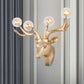Sika Deer Living Room Wall Lamp Classic Style Resin 4 Heads Black/White/Blue Wall Sconce Light with Orb Clear Crystal Shade Clearhalo 'Wall Lamps & Sconces' 'Wall Lights' Lighting' 1688930