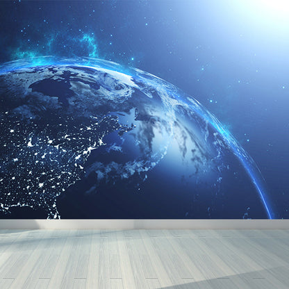 Planet View Mural Decal Modern Decorative Living Room Wall Covering, Personalise Blue Design 3 Clearhalo 'Wall Decor' 'Wall Mural' 1688963