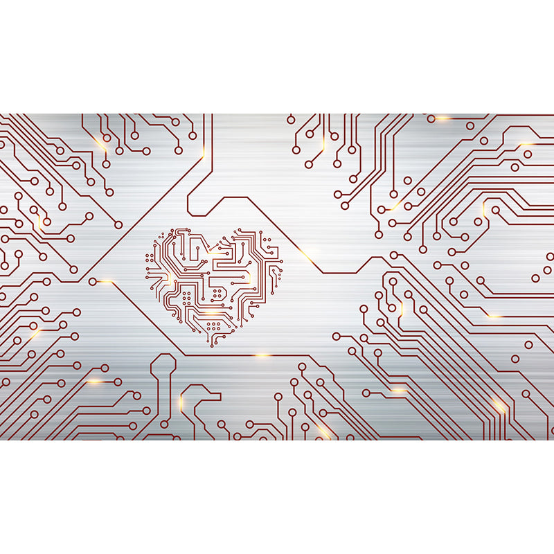 Industrial Circuit Board Mural Non-Woven Texture Waterproof Light Gray Wall Art for Bedroom Clearhalo 'Wall Decor' 'Wall Mural' 1689016