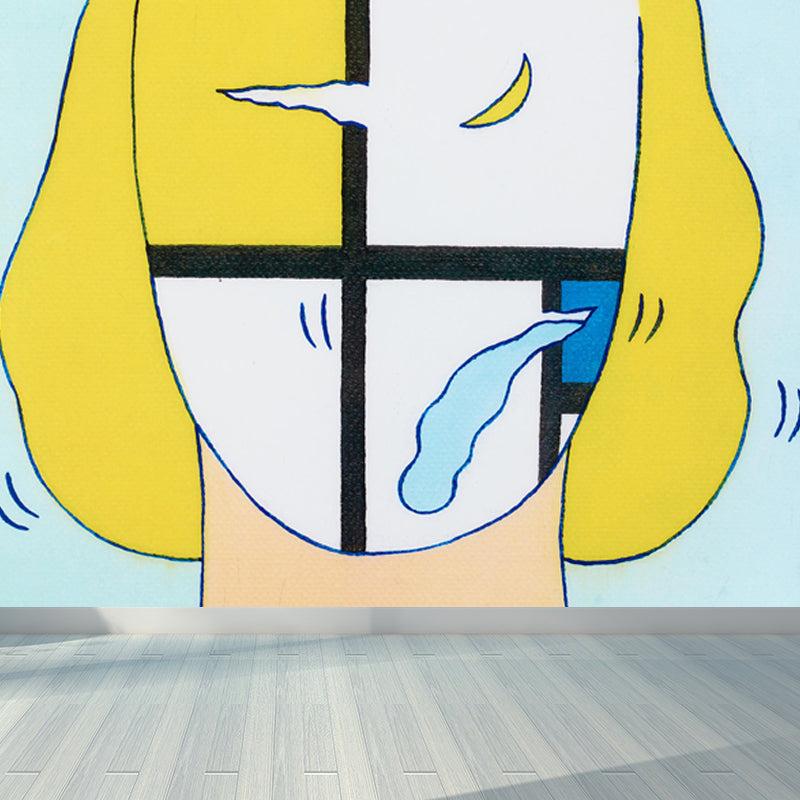 Stain Resistant Art Print Mural Non-Woven Cloth Modern Aesthetic Wall Decor for Girls Room Yellow Clearhalo 'Wall Decor' 'Wall Mural' 1689032