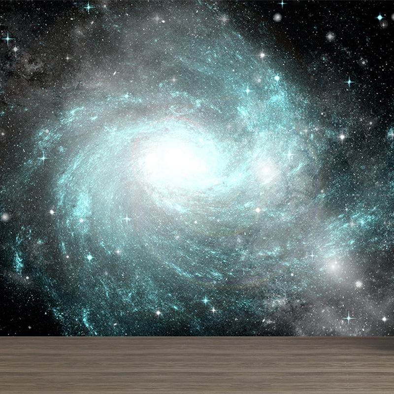 Modern Stars Spiral Wall Mural Non-Woven Stain-Proof Dark Color Wall Art for Boys Bedroom Blue Clearhalo 'Wall Decor' 'Wall Mural' 1689047