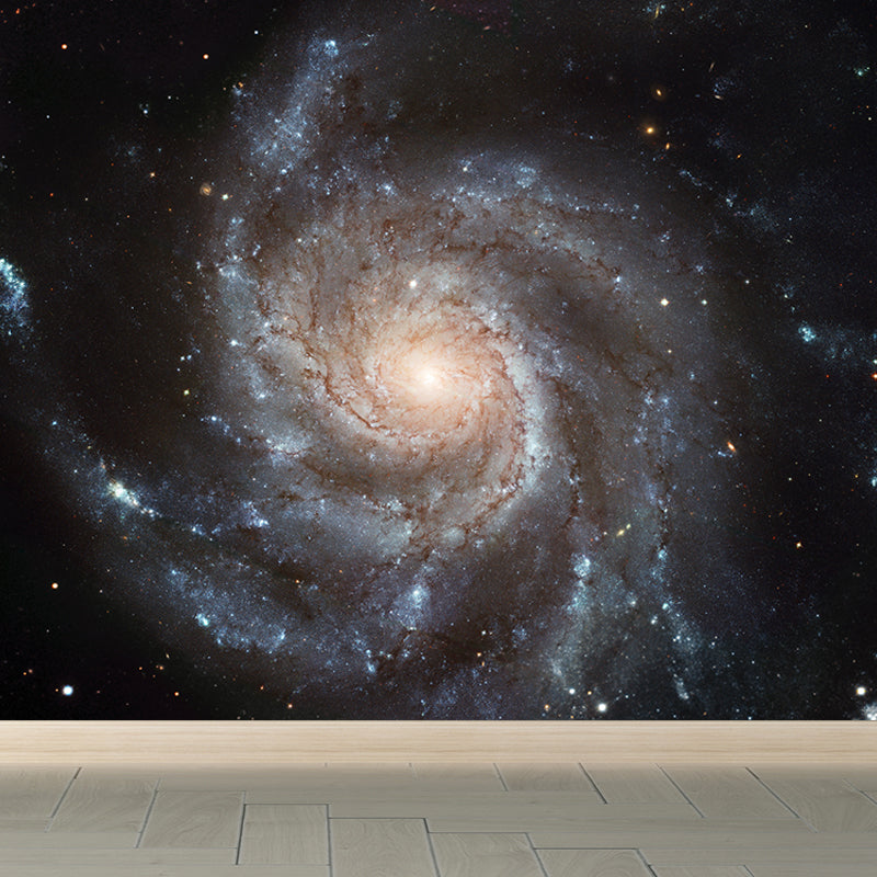 Modern Stars Spiral Wall Mural Non-Woven Stain-Proof Dark Color Wall Art for Boys Bedroom Light Brown Clearhalo 'Wall Decor' 'Wall Mural' 1689052