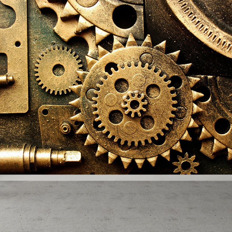 Industrial Style Metal Gear Mural Wallpaper Non-Woven Stain Resistant Soft Color Wall Art for Living Room Beige Clearhalo 'Wall Decor' 'Wall Mural' 1689077