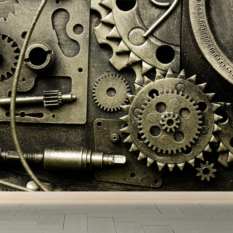 Industrial Style Metal Gear Mural Wallpaper Non-Woven Stain Resistant Soft Color Wall Art for Living Room Navy Clearhalo 'Wall Decor' 'Wall Mural' 1689082