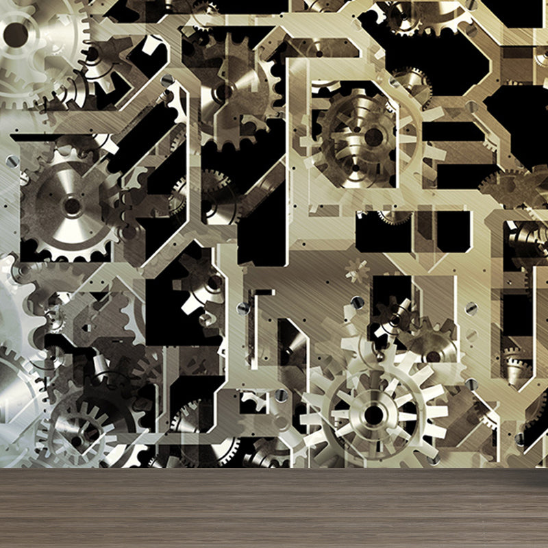 Industrial Style Metal Gear Mural Wallpaper Non-Woven Stain Resistant Soft Color Wall Art for Living Room Grey Clearhalo 'Wall Decor' 'Wall Mural' 1689087