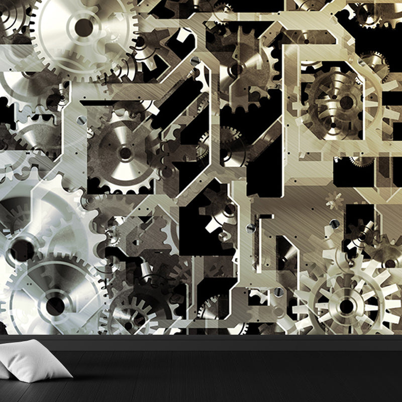 Industrial Style Metal Gear Mural Wallpaper Non-Woven Stain Resistant Soft Color Wall Art for Living Room Clearhalo 'Wall Decor' 'Wall Mural' 1689088