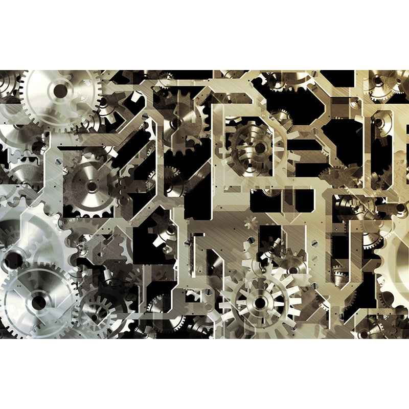 Industrial Style Metal Gear Mural Wallpaper Non-Woven Stain Resistant Soft Color Wall Art for Living Room Clearhalo 'Wall Decor' 'Wall Mural' 1689090