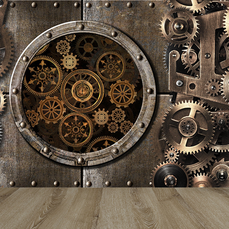 Industrial Style Metal Gear Mural Wallpaper Non-Woven Stain Resistant Soft Color Wall Art for Living Room Clearhalo 'Wall Decor' 'Wall Mural' 1689094