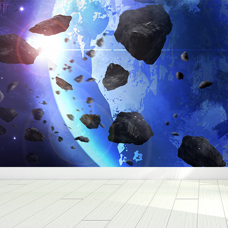 Modern Planet View Mural Wallpaper Blue Waterproofing Wall Covering for Girls Bedroom Clearhalo 'Wall Decor' 'Wall Mural' 1689125