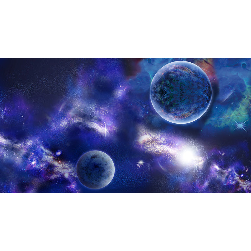 Modern Planet View Mural Wallpaper Blue Waterproofing Wall Covering for Girls Bedroom Clearhalo 'Wall Decor' 'Wall Mural' 1689131