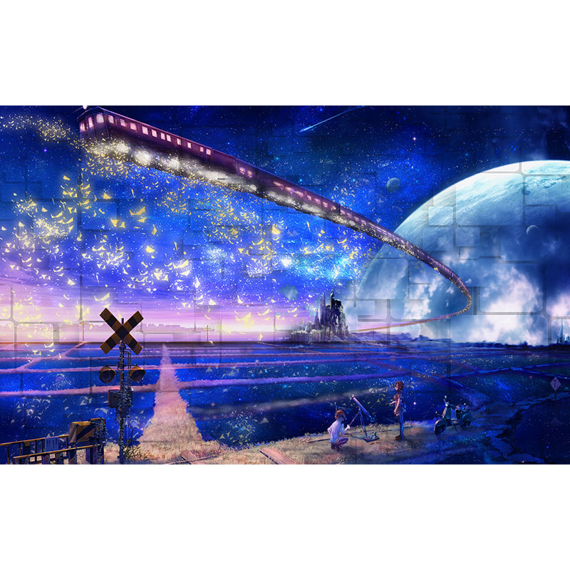 Modern Planet View Mural Wallpaper Blue Waterproofing Wall Covering for Girls Bedroom Clearhalo 'Wall Decor' 'Wall Mural' 1689136