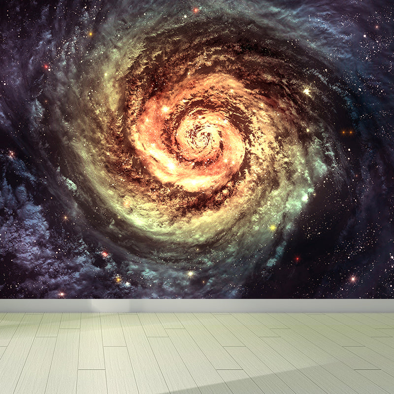 Modern Supernatural Stars Spiral Mural for Boys Bedroom Customised Wall Art in Dark Color Brown Clearhalo 'Wall Decor' 'Wall Mural' 1689153