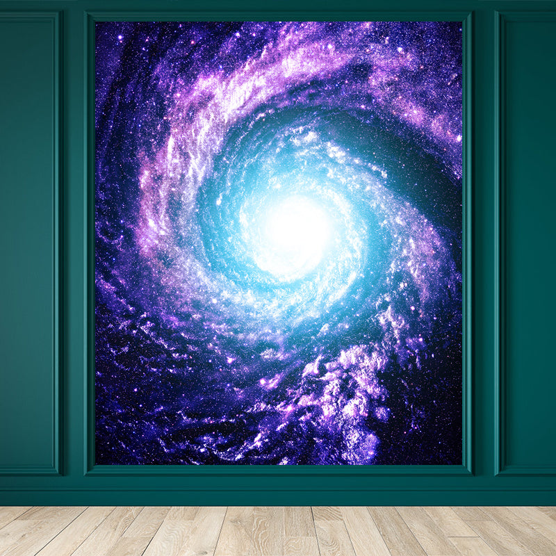 Modern Supernatural Stars Spiral Mural for Boys Bedroom Customised Wall Art in Dark Color Purple Clearhalo 'Wall Decor' 'Wall Mural' 1689158