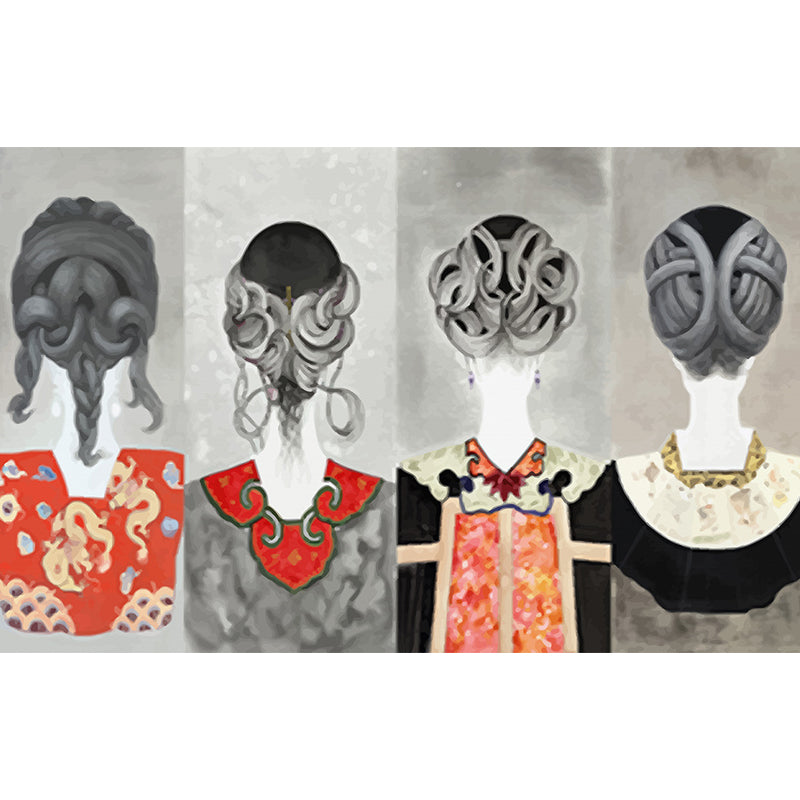 Female Character Print Mural Wallpaper Contemporary Non-Woven Material Wall Covering Clearhalo 'Wall Decor' 'Wall Mural' 1689196