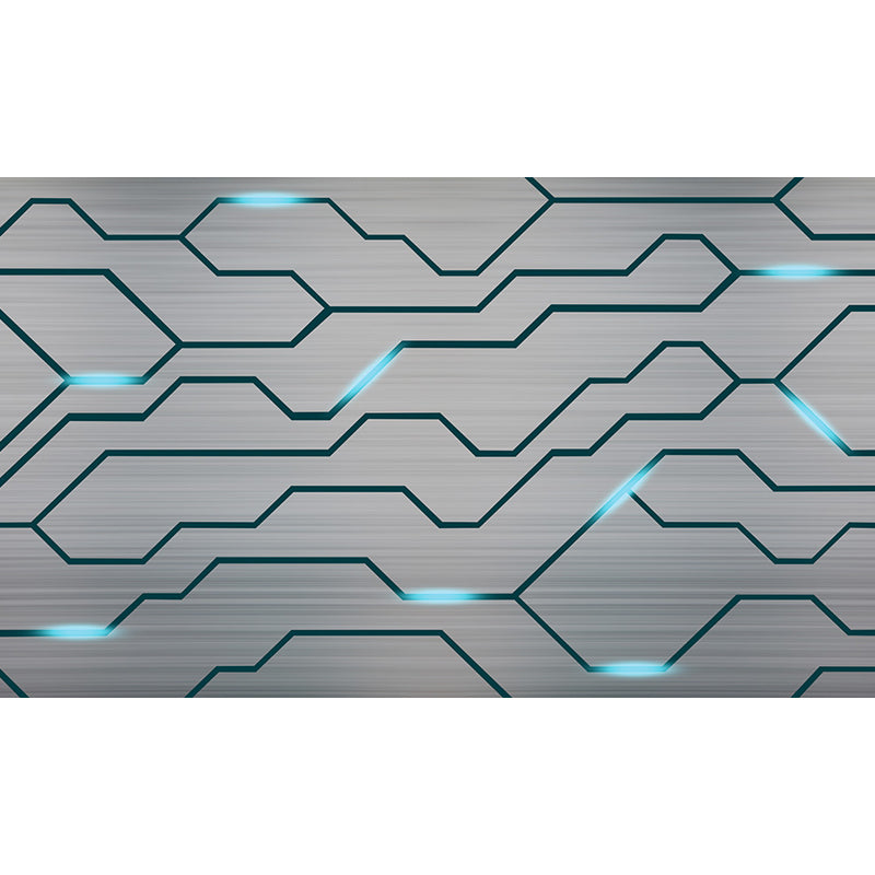 Industrial Steel Pattern Mural Wallpaper for Boys Bedroom Customized Wall Covering in Gray Clearhalo 'Wall Decor' 'Wall Mural' 1689206