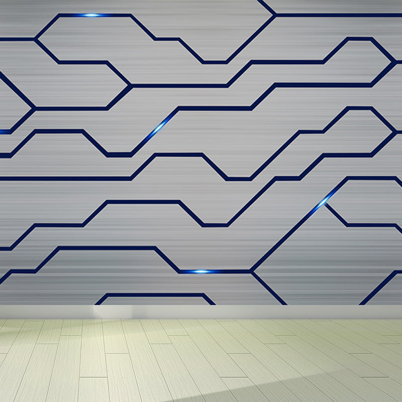 Industrial Steel Pattern Mural Wallpaper for Boys Bedroom Customized Wall Covering in Gray Grey Design 3 Clearhalo 'Wall Decor' 'Wall Mural' 1689208