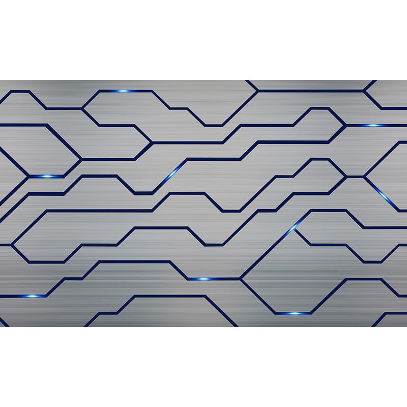 Industrial Steel Pattern Mural Wallpaper for Boys Bedroom Customized Wall Covering in Gray Clearhalo 'Wall Decor' 'Wall Mural' 1689211