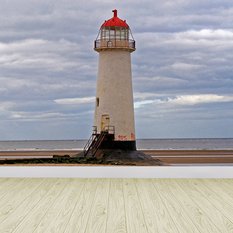 Big Lighthouse View Mural Wallpaper Illuminative Coastal Dining Room Wall Covering Clearhalo 'Wall Decor' 'Wall Mural' 1689215