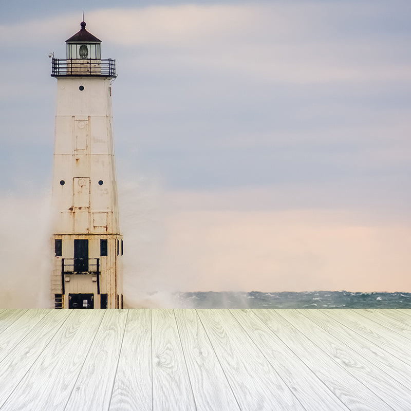 Big Lighthouse View Mural Wallpaper Illuminative Coastal Dining Room Wall Covering Clearhalo 'Wall Decor' 'Wall Mural' 1689219