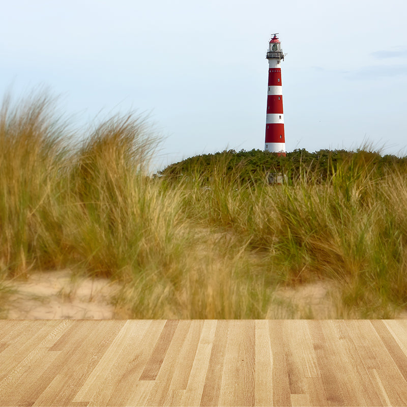 Big Lighthouse View Mural Wallpaper Illuminative Coastal Dining Room Wall Covering Light Blue Design 3 Clearhalo 'Wall Decor' 'Wall Mural' 1689223