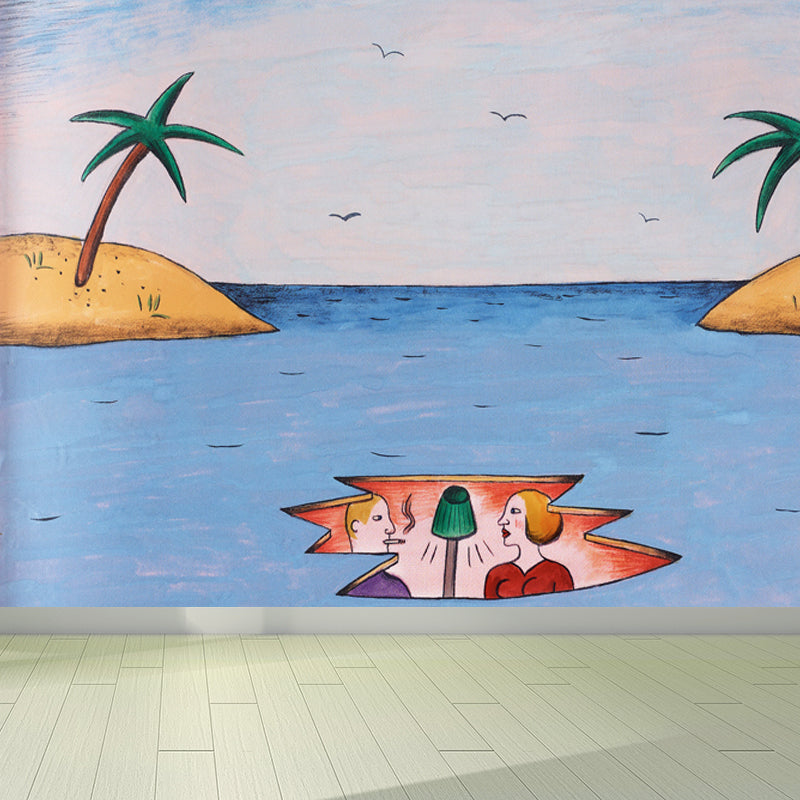 Illustration Style Art Print Mural Decal for Living Room, Soft Color, Custom Size Available Clearhalo 'Wall Decor' 'Wall Mural' 1689255